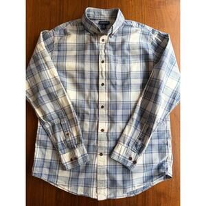 Lands' End Traditional Fit Blue & Pink Plaid Button Down Shirt - Size M